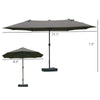 Outsunny 15' Outdoor Patio Umbrella with Twin Canopy Sunshade Steel Table Umbrella with Lift Crank, Cross base, Sandbag, Dark Grey