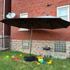 Outsunny 15' Outdoor Patio Umbrella with Twin Canopy Sunshade Steel Table Umbrella with Lift Crank, Cross base, Sandbag, Dark Grey