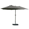 Outsunny 15' Outdoor Patio Umbrella with Twin Canopy Sunshade Steel Table Umbrella with Lift Crank, Cross base, Sandbag, Dark Grey