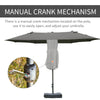 Outsunny 15' Outdoor Patio Umbrella with Twin Canopy Sunshade Steel Table Umbrella with Lift Crank, Cross base, Sandbag, Dark Grey
