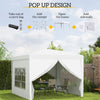 Outsunny 10'x10' Outdoor Pop Up Party Tent Gazebo Canopy with Carrying Bag (White)