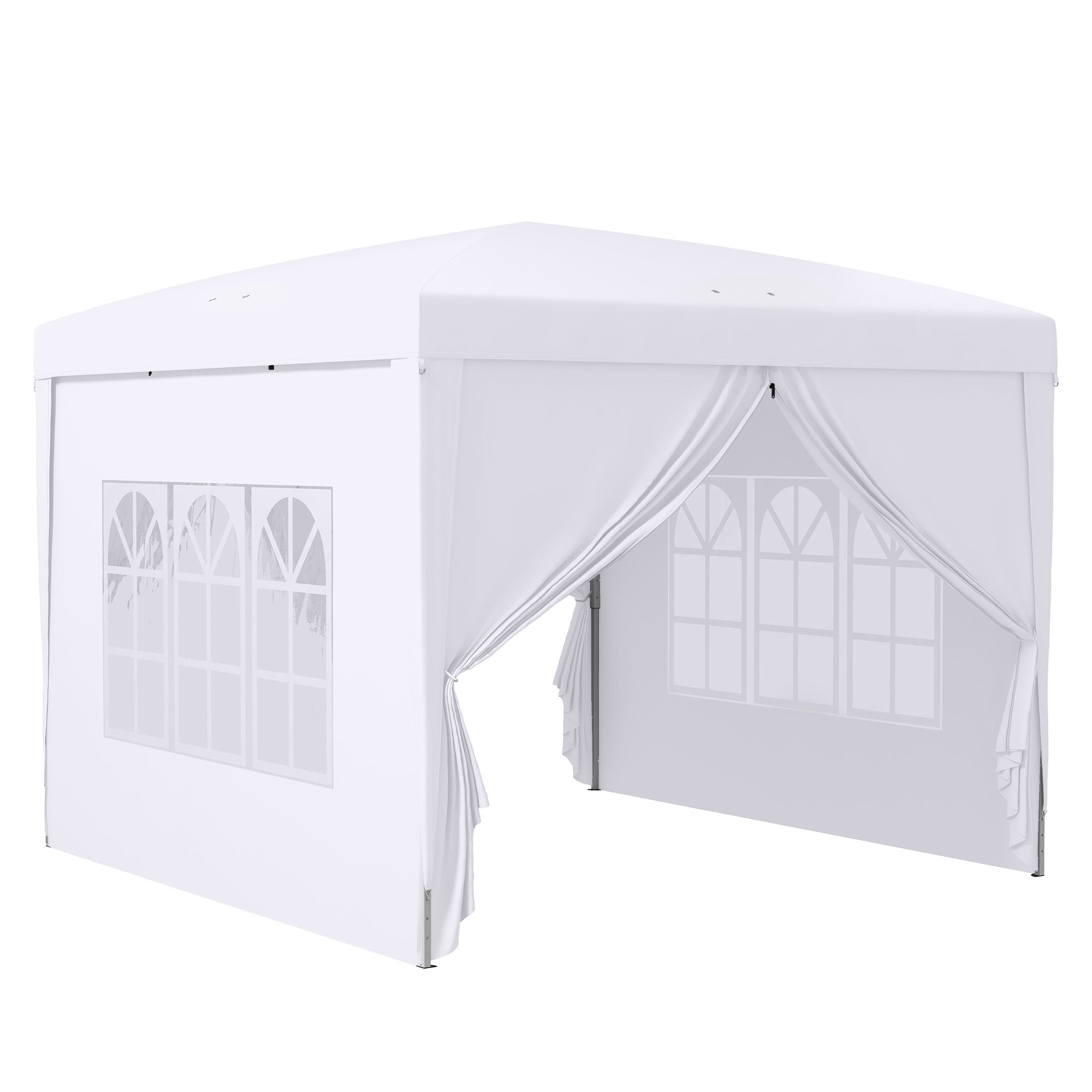 Outsunny 10'x10' Outdoor Pop Up Party Tent Gazebo Canopy with Carrying Bag (White)