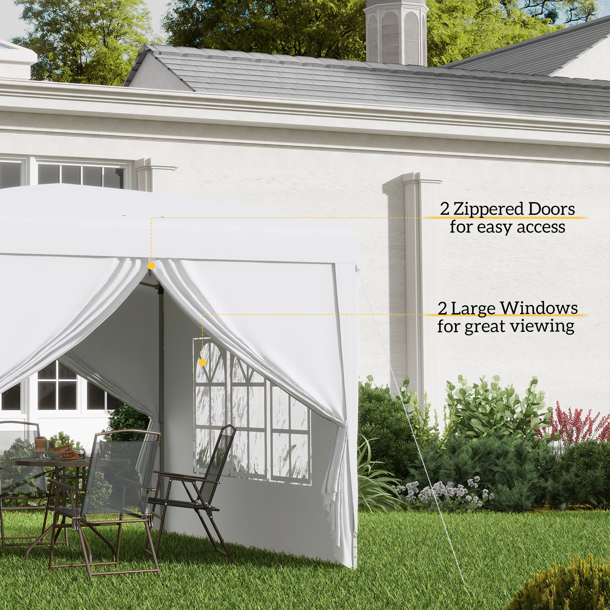 Outsunny 10'x10' Outdoor Pop Up Party Tent Gazebo Canopy with Carrying Bag (White)
