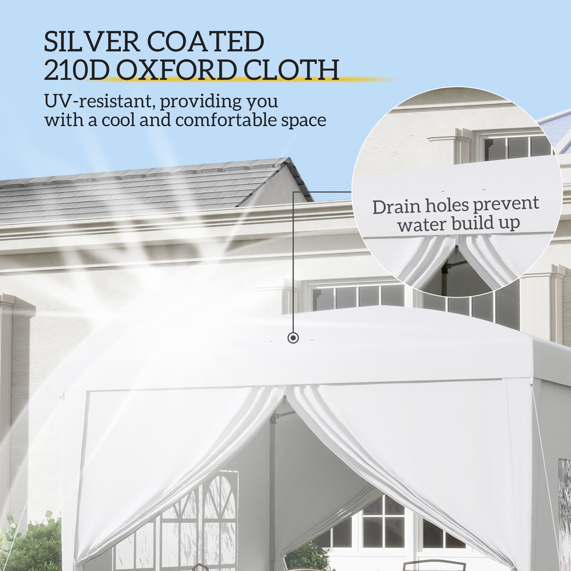 Outsunny 10'x10' Outdoor Pop Up Party Tent Gazebo Canopy with Carrying Bag (White)