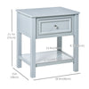 HOMCOM Nightstand, Accent End Table, Side Table with Drawer and Storage Shelf for Bedroom, Grey