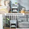 HOMCOM Nightstand, Accent End Table, Side Table with Drawer and Storage Shelf for Bedroom, Grey