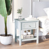 HOMCOM Nightstand, Accent End Table, Side Table with Drawer and Storage Shelf for Bedroom, Grey