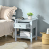 HOMCOM Nightstand, Accent End Table, Side Table with Drawer and Storage Shelf for Bedroom, Grey