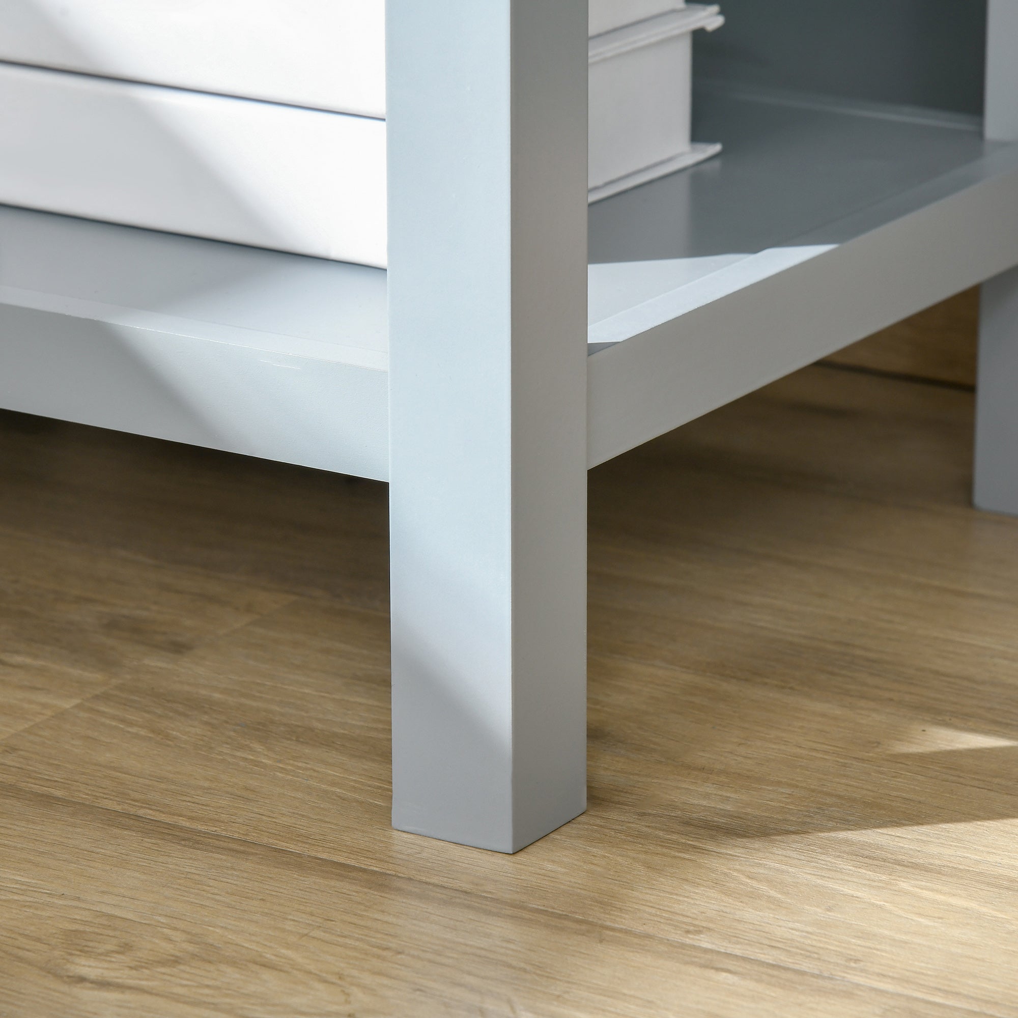 HOMCOM Nightstand, Accent End Table, Side Table with Drawer and Storage Shelf for Bedroom, Grey