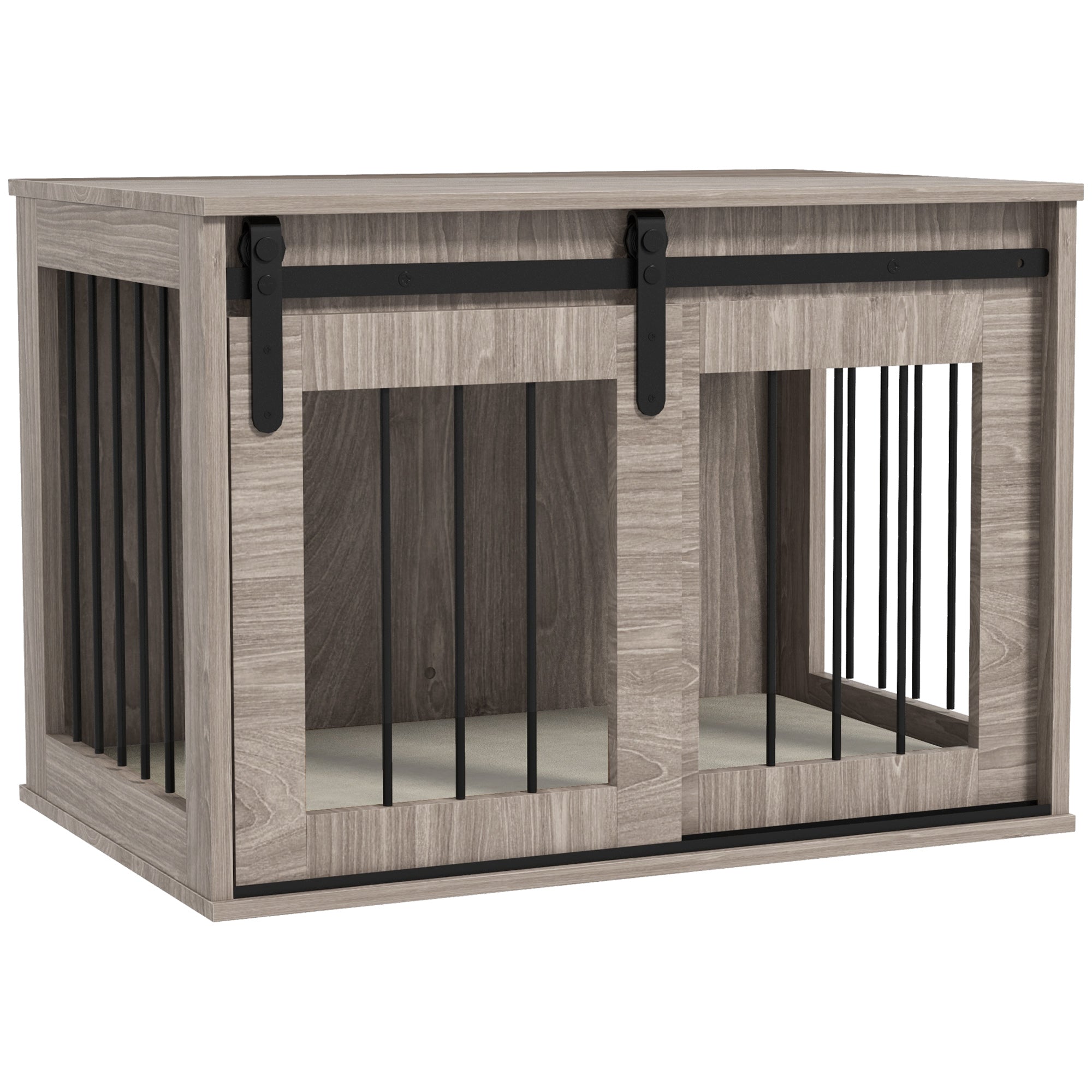 PawHut Dog Crate Furniture, Dog House Furniture Style for Medium Breeds, Pet Kennel with Removable Cushion for Indoor Use, 80 x 54 x 57cm, Brown