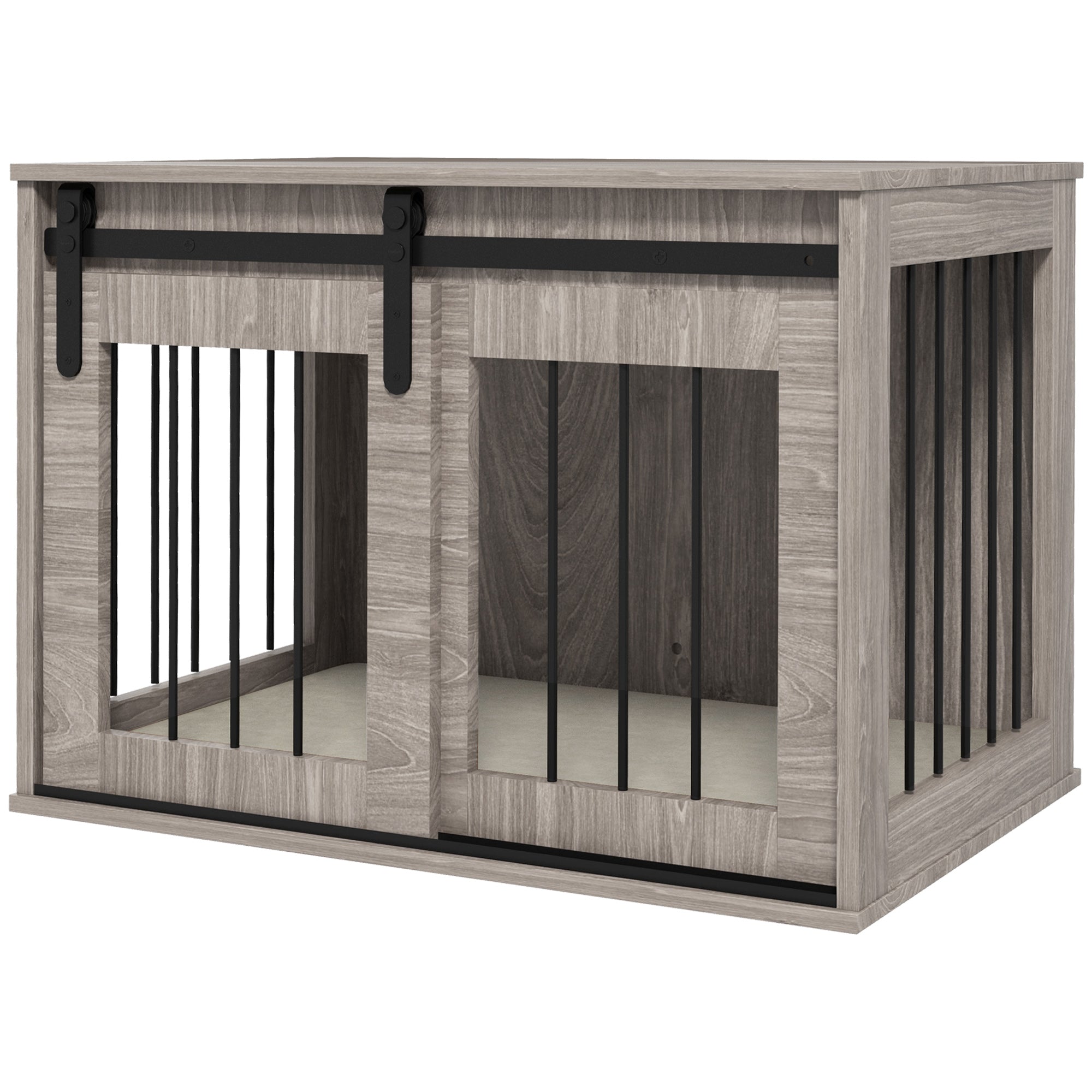 PawHut Dog Crate Furniture, Dog House Furniture Style for Medium Breeds, Pet Kennel with Removable Cushion for Indoor Use, 80 x 54 x 57cm, Brown