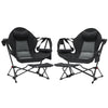 Outsunny Hammock Camping Chair Set of 2, Adjustable Back Folding Swinging Hammock Chair Rocker with Cup Holder, Headrest, Removable Footrest, Padded Seat for Travel Sports, Black