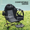 Outsunny Hammock Camping Chair Set of 2, Adjustable Back Folding Swinging Hammock Chair Rocker with Cup Holder, Headrest, Removable Footrest, Padded Seat for Travel Sports, Black