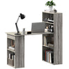 HOMCOM Modern Computer Desk with Storage Shelves, 47" Writing Table Workstation with Bookshelf for Home Office, Grey