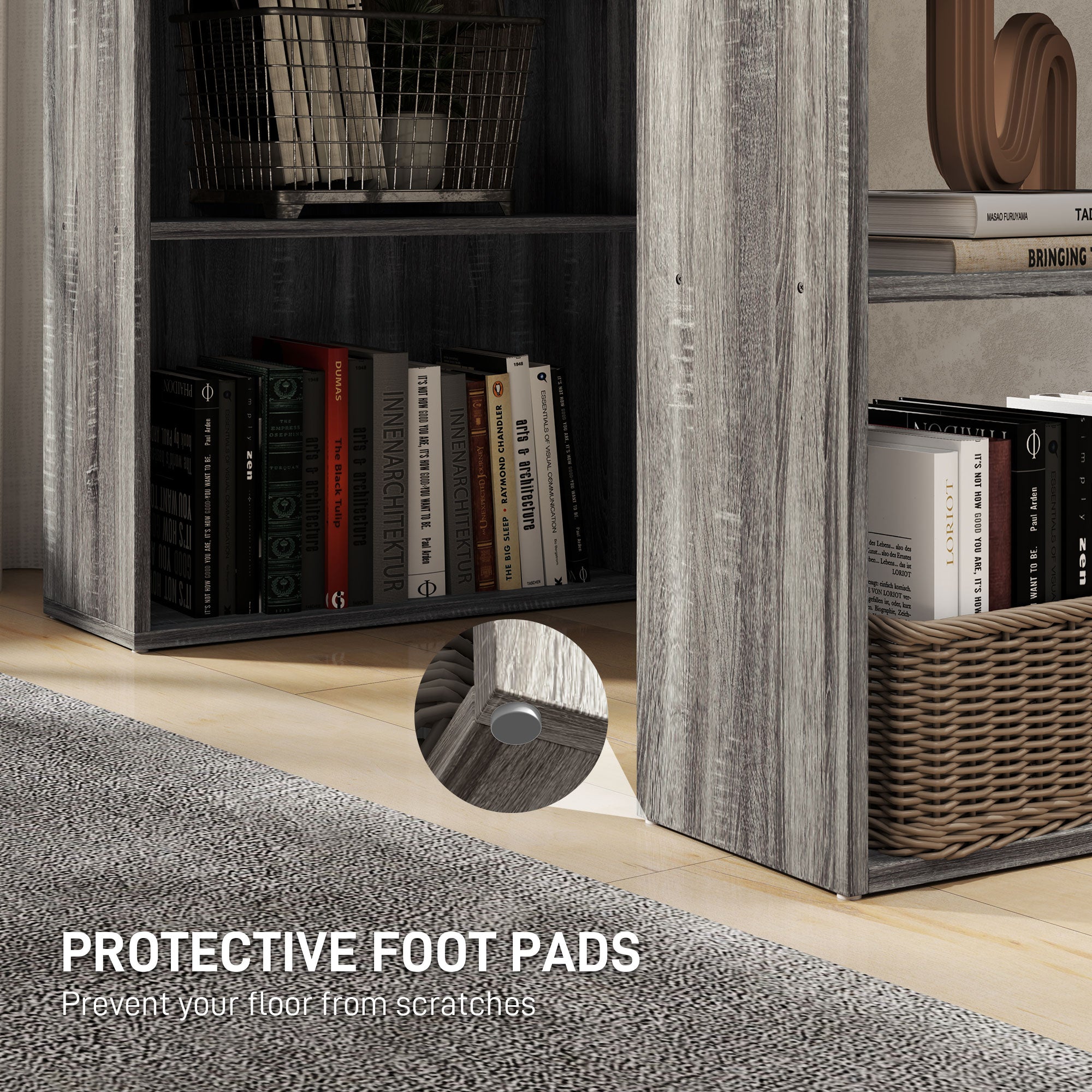 HOMCOM Modern Computer Desk with Storage Shelves, 47" Writing Table Workstation with Bookshelf for Home Office, Grey