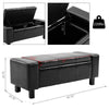 HOMCOM 833-200BK 42” Deluxe Faux Leather Padded Storage Ottoman Bench Foot Stool Seat Chair with Organizer, Black