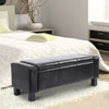 HOMCOM 833-200BK 42” Deluxe Faux Leather Padded Storage Ottoman Bench Foot Stool Seat Chair with Organizer, Black