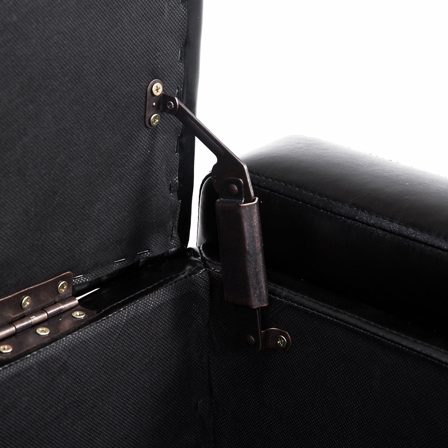 HOMCOM 833-200BK 42” Deluxe Faux Leather Padded Storage Ottoman Bench Foot Stool Seat Chair with Organizer, Black