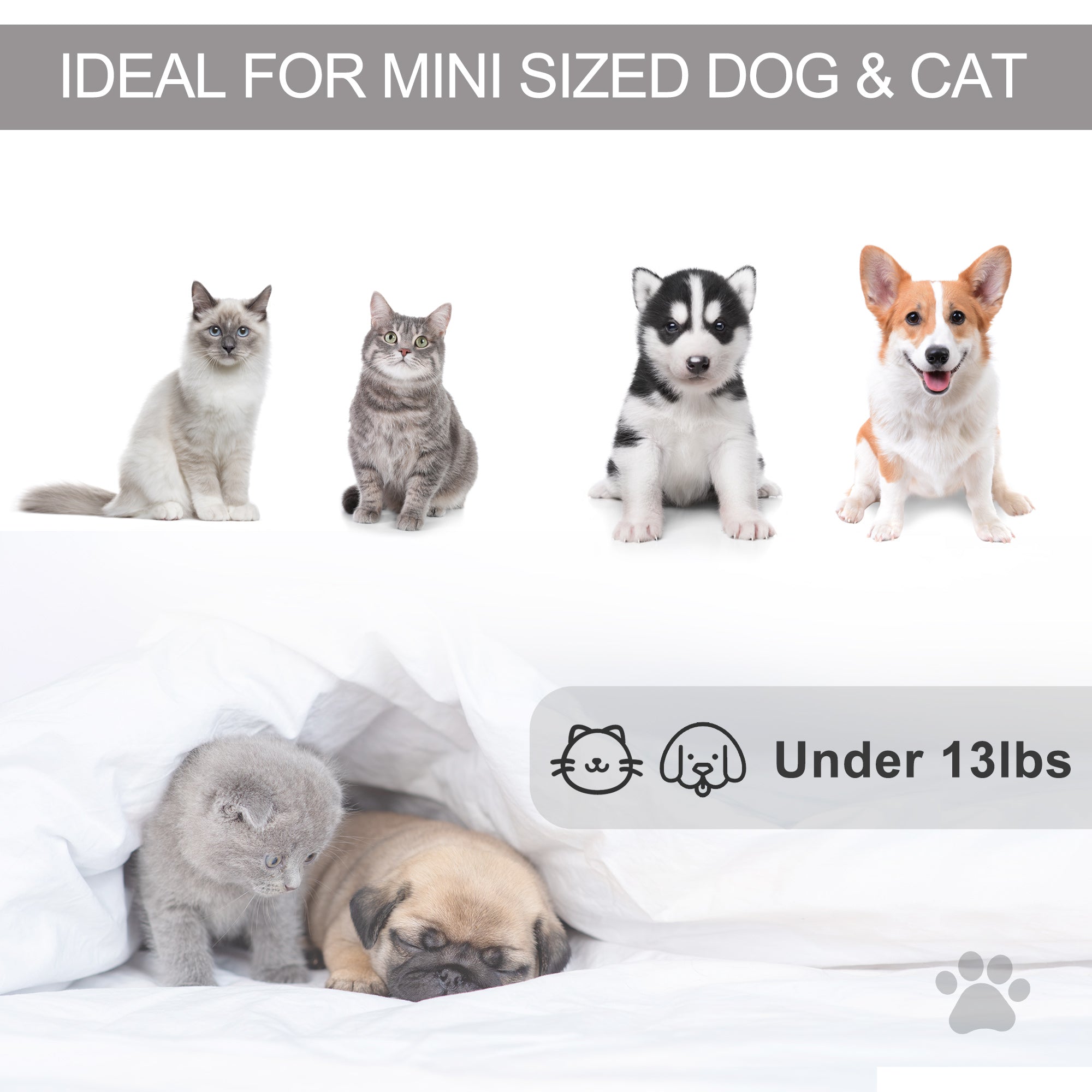 PawHut Pet Teepee Tent Cat Bed Dog House with Thick Cushion Chalkboard for Kitten and Puppy up to 13lbs 28inch Grey