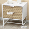 HOMCOM Modern Bedside Table with 2 Drawers, Nightstand with Metal Base, Sofa End Table for Bedroom, White