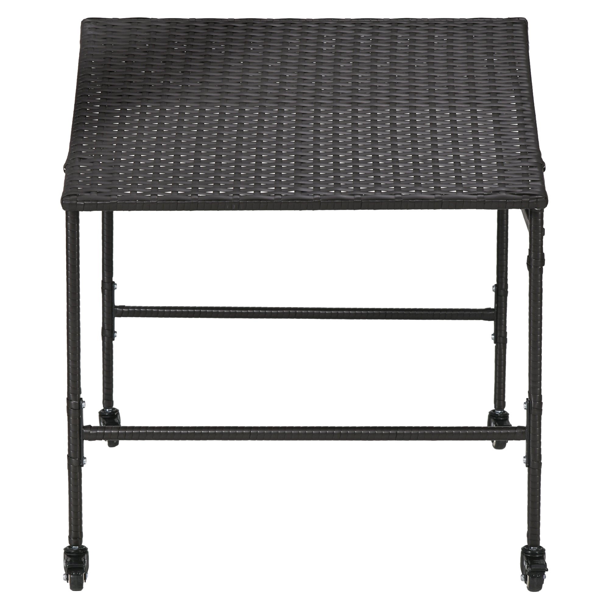 PawHut Wicker Dog Shelter with Wheels, Portable Outdoor Animal Shelter for Small and Medium Sized Dogs, Dark Brown