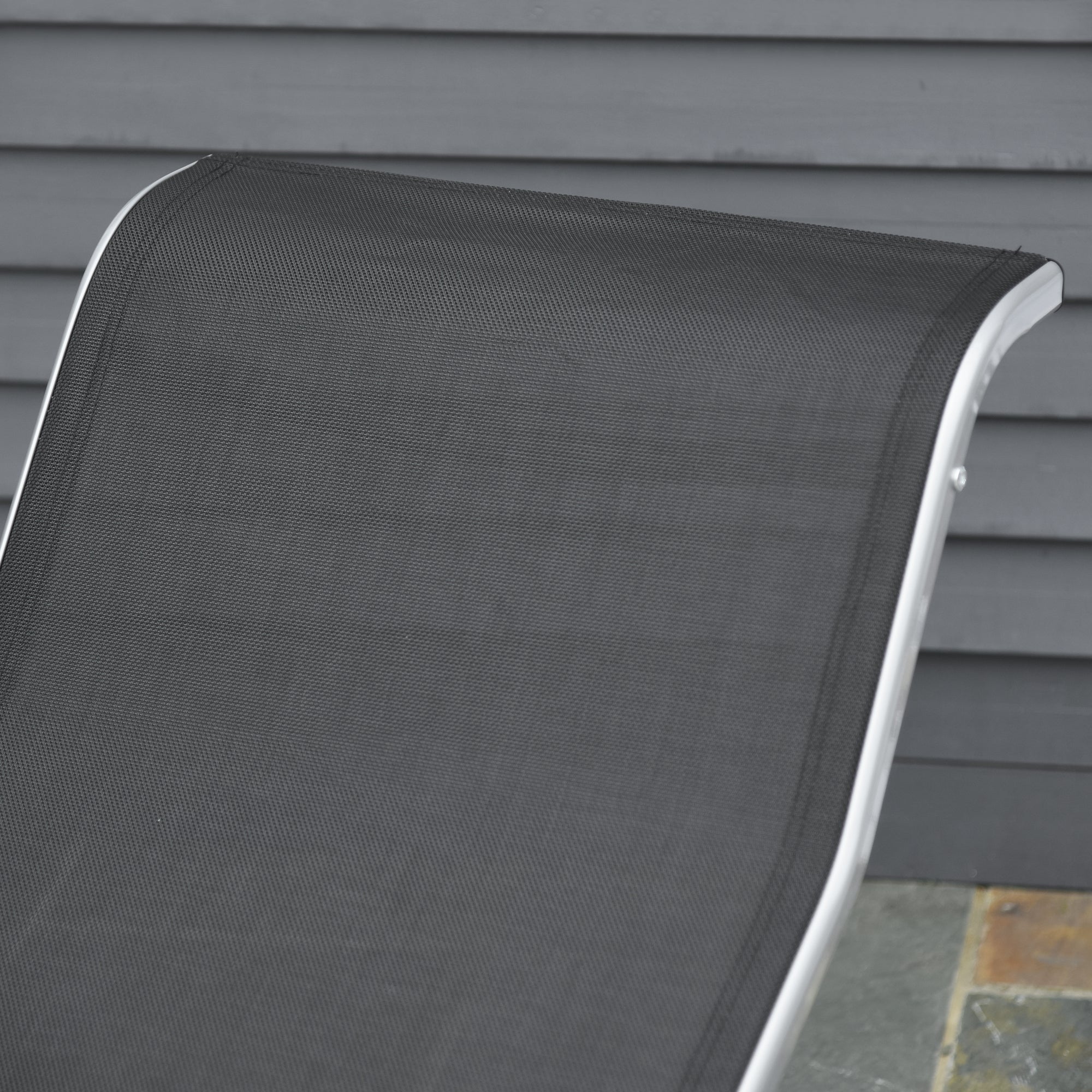 Outsunny 3 Pieces Patio Pool Lounge Chairs Set, Outdoor Chaise lounge with 2 S-Shaped Sunbathing Chairs and a Glass Top Table, for Yard Garden, Black