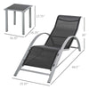 Outsunny 3 Pieces Patio Pool Lounge Chairs Set, Outdoor Chaise lounge with 2 S-Shaped Sunbathing Chairs and a Glass Top Table, for Yard Garden, Black