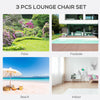 Outsunny 3 Pieces Patio Pool Lounge Chairs Set, Outdoor Chaise lounge with 2 S-Shaped Sunbathing Chairs and a Glass Top Table, for Yard Garden, Black