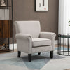 HOMCOM Modern Accent Chair, Upholstered Velvet Fabric Armchair with Rolled Armrest, Wingback Chair with Rubber Wood Legs and Thick Padding for Living Room, Grey