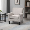 HOMCOM Modern Accent Chair, Upholstered Velvet Fabric Armchair with Rolled Armrest, Wingback Chair with Rubber Wood Legs and Thick Padding for Living Room, Grey