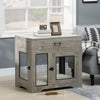 PawHut 32in Dog Crate Furniture with Cushion, 2 Doors, Dog Kennel End Table with Storage, Indoor Dog Cage for Small Medium Dogs, Grey
