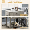 PawHut 32in Dog Crate Furniture with Cushion, 2 Doors, Dog Kennel End Table with Storage, Indoor Dog Cage for Small Medium Dogs, Grey