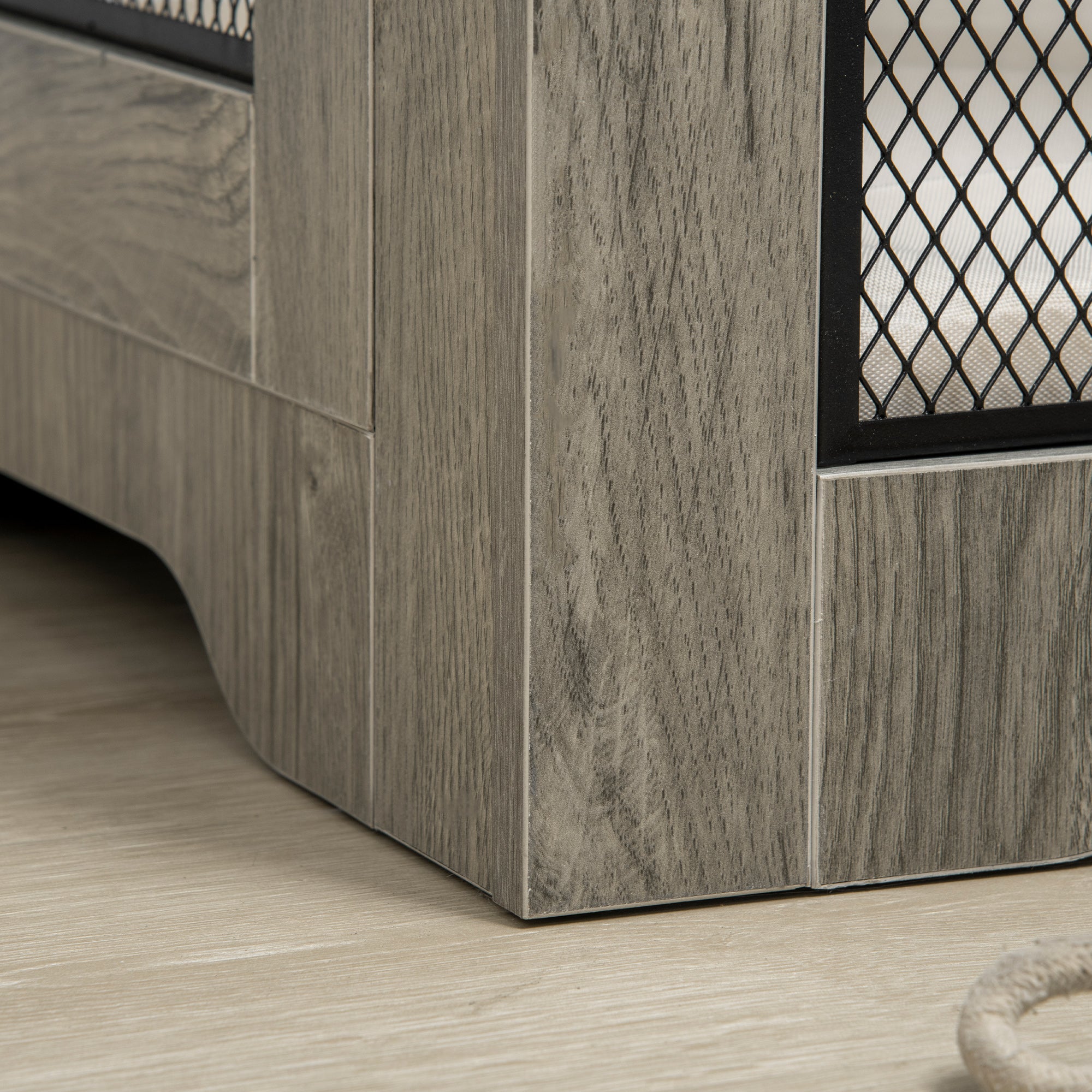 PawHut 32in Dog Crate Furniture with Cushion, 2 Doors, Dog Kennel End Table with Storage, Indoor Dog Cage for Small Medium Dogs, Grey