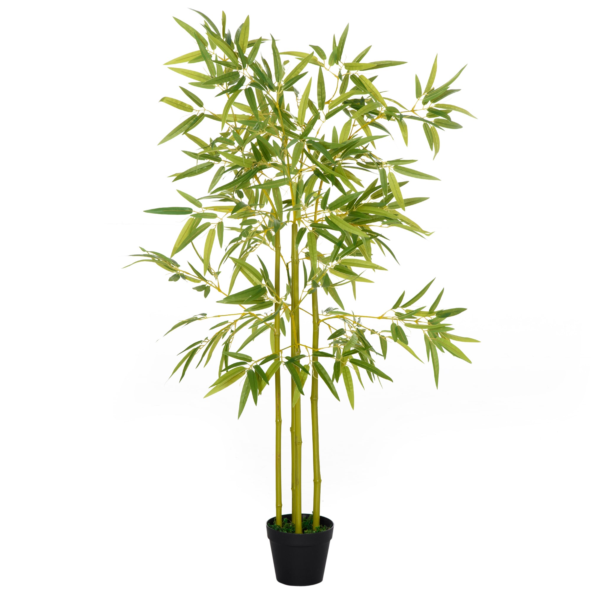 Outsunny 4FT Artificial Bamboo Tree, Faux Greenery Plant, Decorative Tree in Nursery Pot for Indoor Outdoor Décor