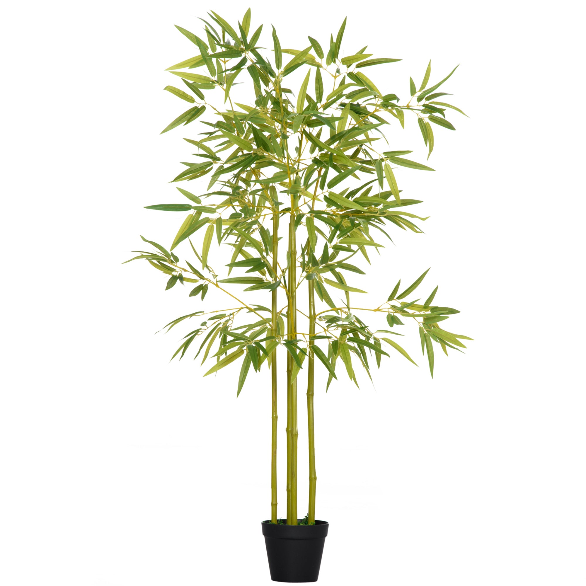 Outsunny 4FT Artificial Bamboo Tree, Faux Greenery Plant, Decorative Tree in Nursery Pot for Indoor Outdoor Décor