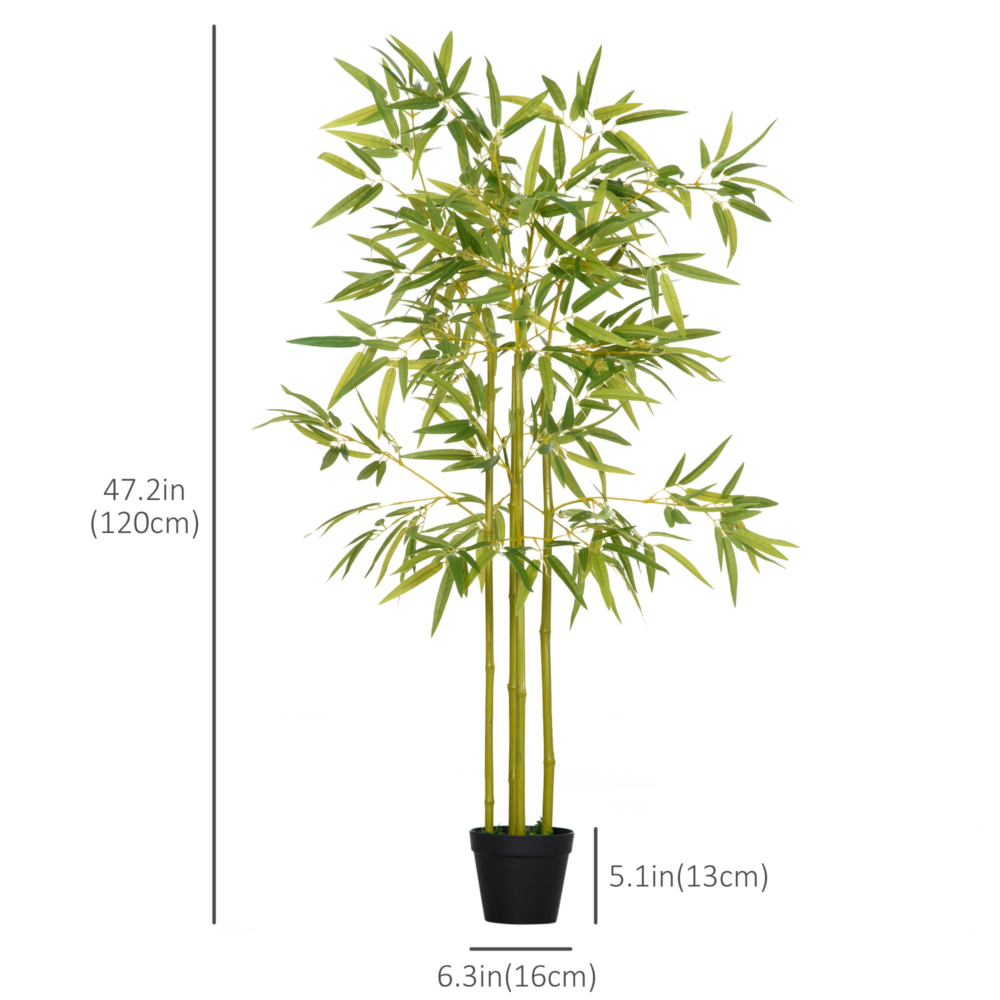 Outsunny 4FT Artificial Bamboo Tree, Faux Greenery Plant, Decorative Tree in Nursery Pot for Indoor Outdoor Décor
