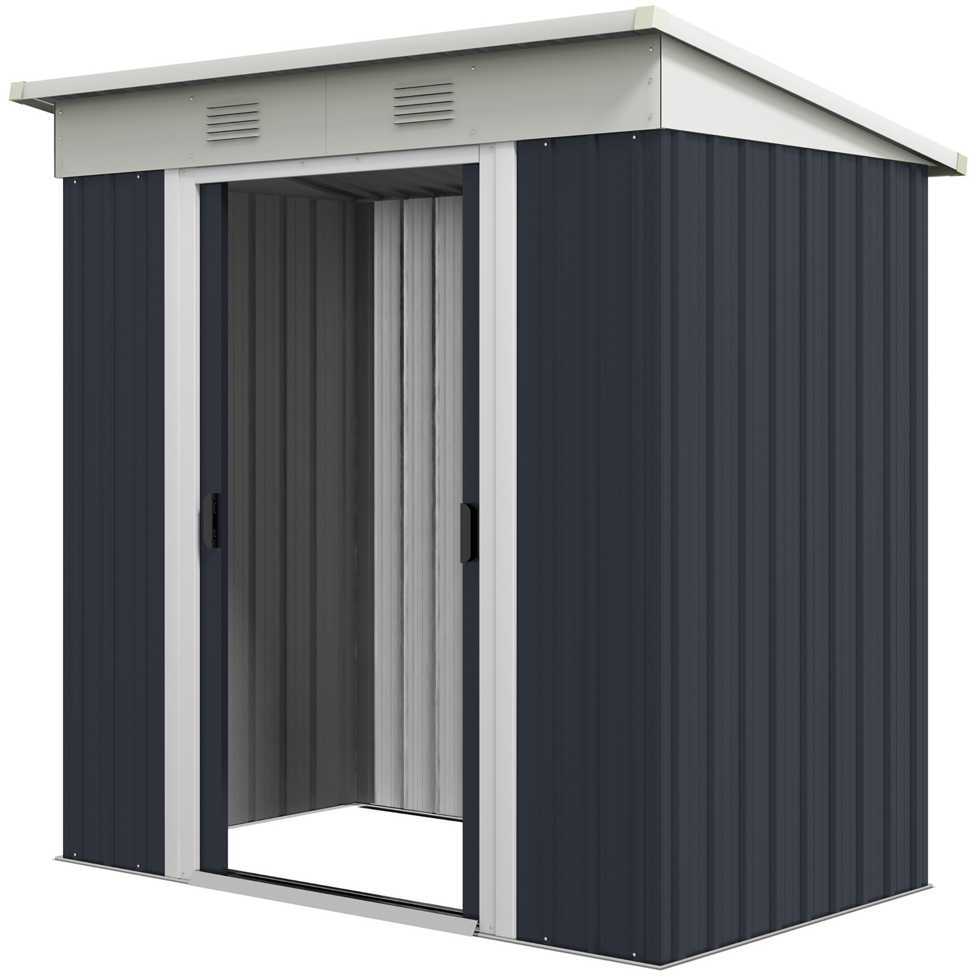 Outsunny 6' x 4' Outdoor Storage Shed, Metal Garden Tool Storage House Organizer with Lockable Sliding Doors and Vents for Backyard Patio Lawn, Charcoal Grey