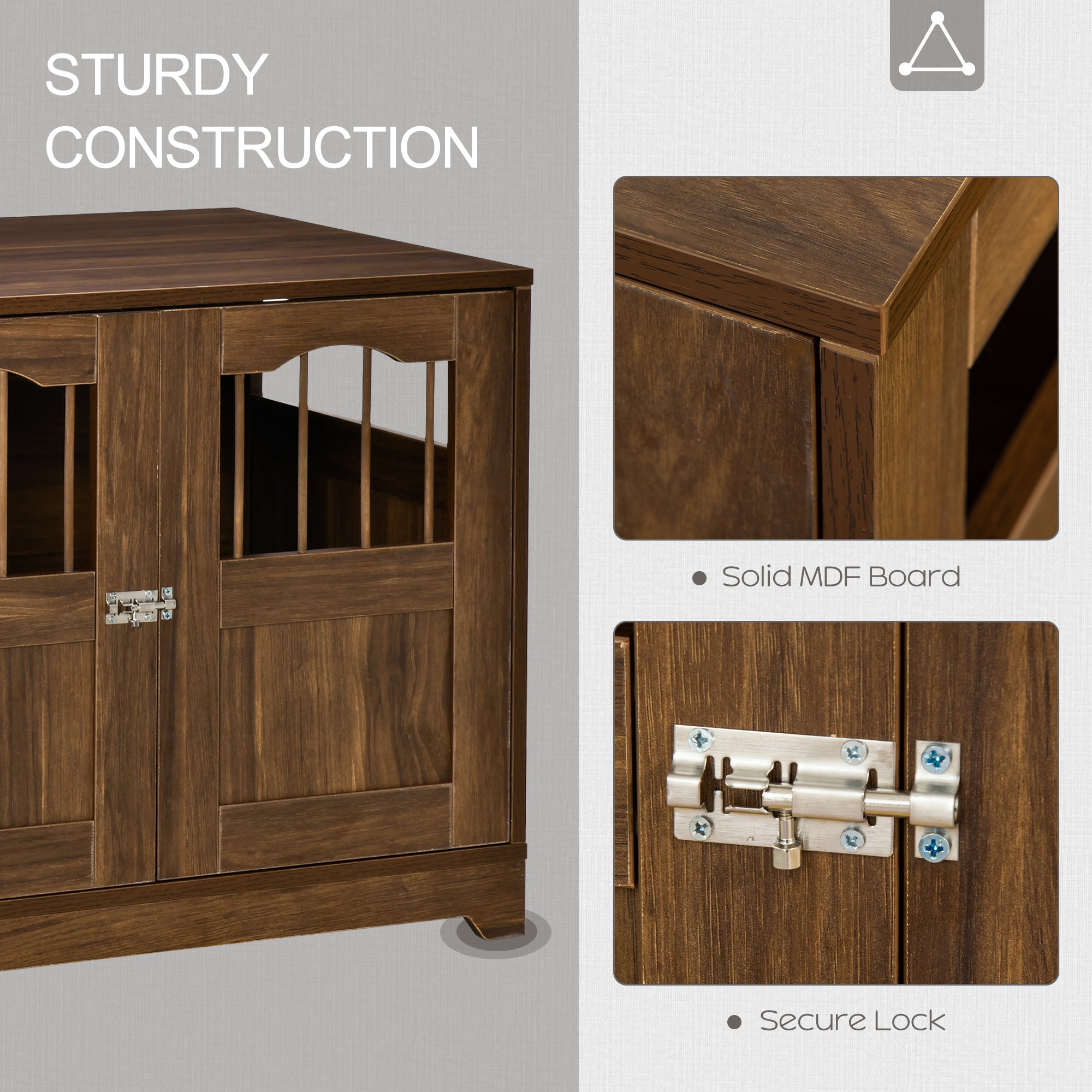 PawHut 29.5" Wooden Dog Cage with Windows, End Table Furniture Style, Modern Pet Kennel with Lockable Doors Elevated Base for Small and Medium-sized Dogs, Brown