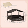 PawHut Elevated Rattan Dog House Outdoor with Canopy, Wicker Dog Bed with Water-Resistant Cushion, for Small and Medium Dogs Cream White