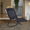 Outsunny Orbital Foldable Zero Gravity Lounger Seat Outdoor Patio Chaise Lounge Garden Rocking Chair w/ Pillow Black