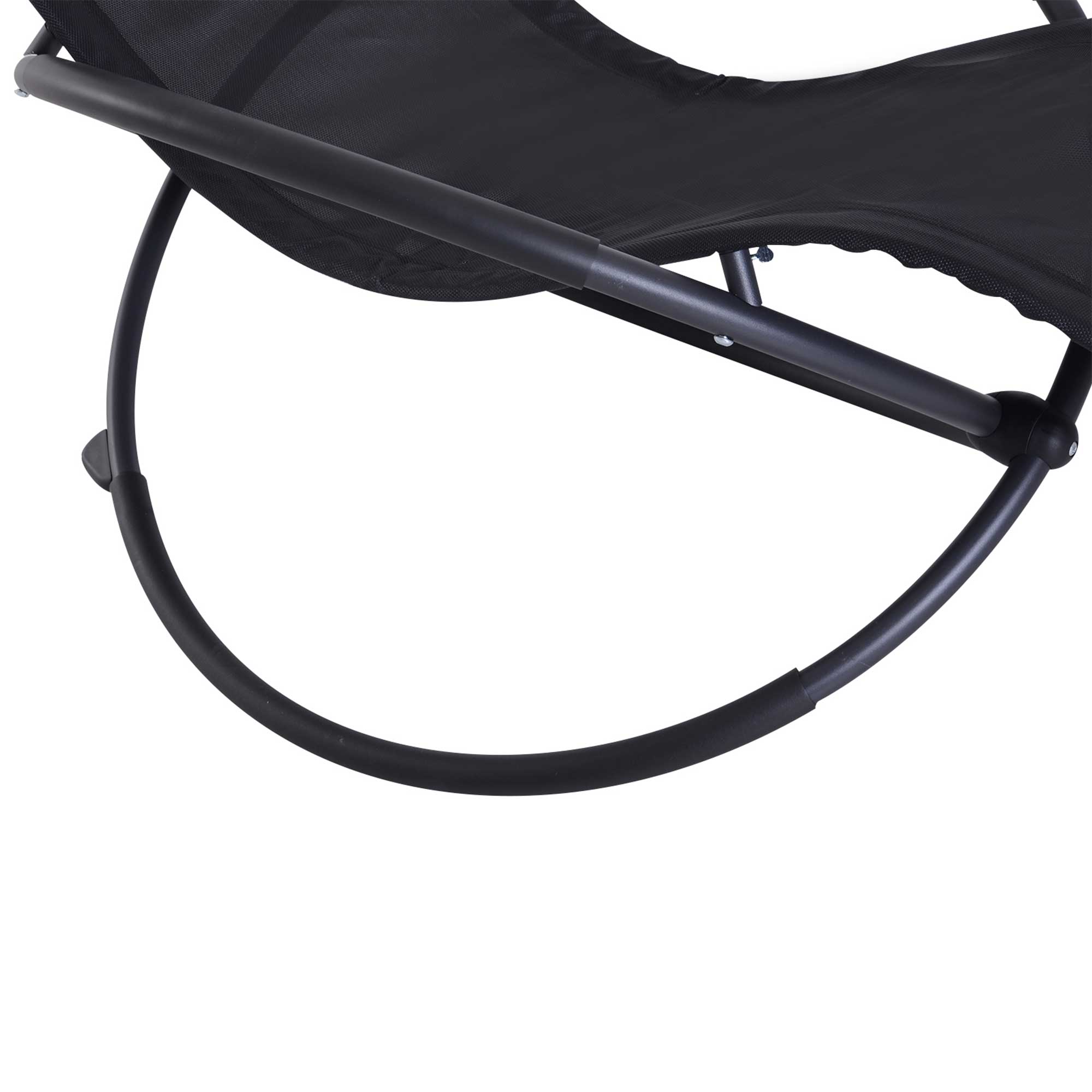 Outsunny Orbital Foldable Zero Gravity Lounger Seat Outdoor Patio Chaise Lounge Garden Rocking Chair w/ Pillow Black