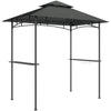 Outsunny 8' x 5' Grill Gazebo with LED Lights, Double Tiered Outdoor BBQ Gazebo Canopy with 2 Side Shelves, Storage Basket and Hooks for Patio, Garden, Backyard, Dark Grey