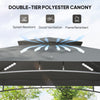 Outsunny 2.4 x 1.5 m (8' x 5') Grill Gazebo Canopy with LED Lights, Double Tiered Outdoor BBQ Gazebo Shelter with 2 Side Shelves, Storage Basket and Hooks for Garden, Barbecue, Picnic, Dark Grey