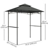 Outsunny 8' x 5' Grill Gazebo with LED Lights, Double Tiered Outdoor BBQ Gazebo Canopy with 2 Side Shelves, Storage Basket and Hooks for Patio, Garden, Backyard, Dark Grey