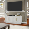 HOMCOM TV Stand for up to 55 Inch TV, Modern Entertainment Center with 4 Soft Hinged Doors, TV Console Table with 4 Cable Holes and 2 Adjustable Shelves for Living Room, White