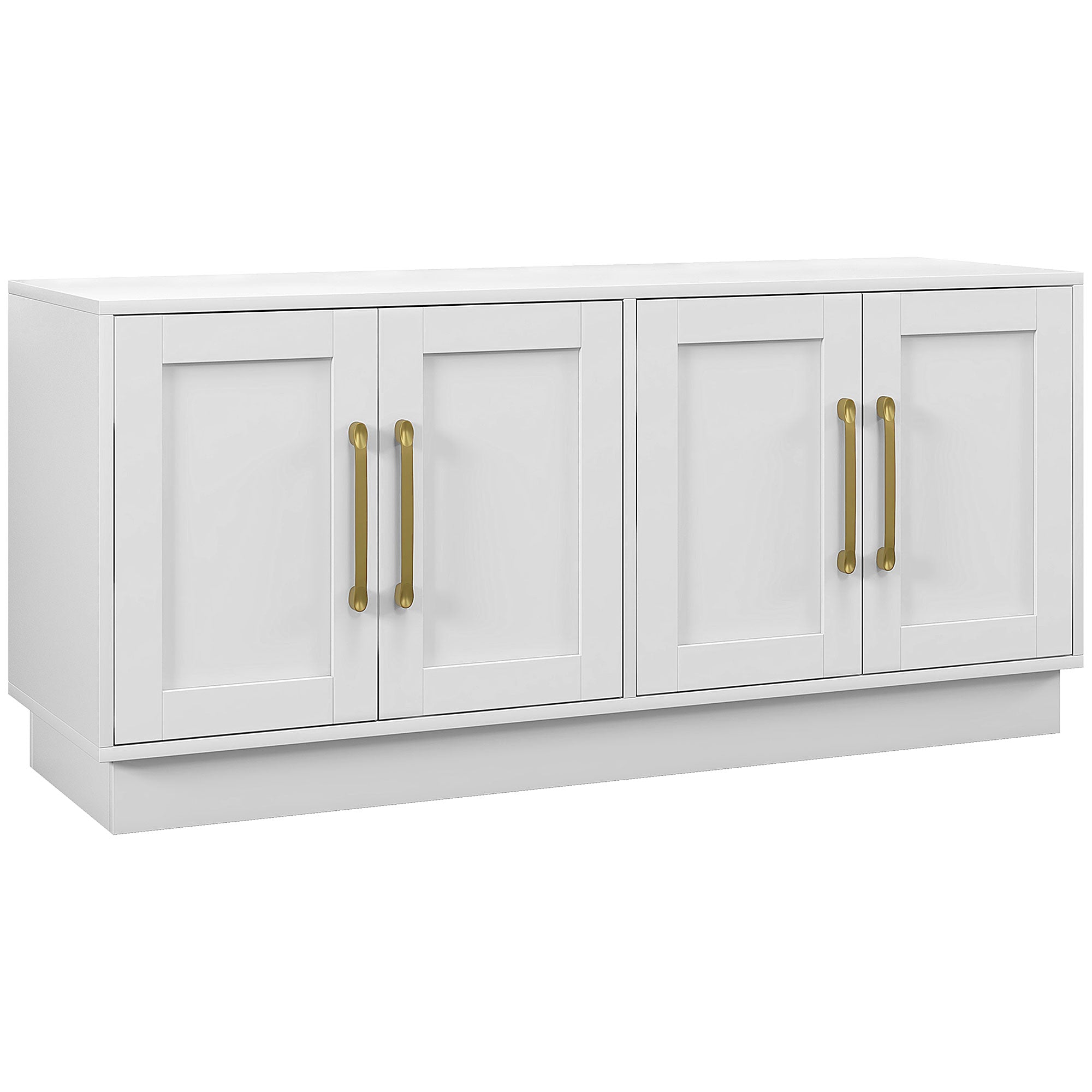 HOMCOM TV Stand for up to 55 Inch TV, Modern Entertainment Center with 4 Soft Hinged Doors, TV Console Table with 4 Cable Holes and 2 Adjustable Shelves for Living Room, White