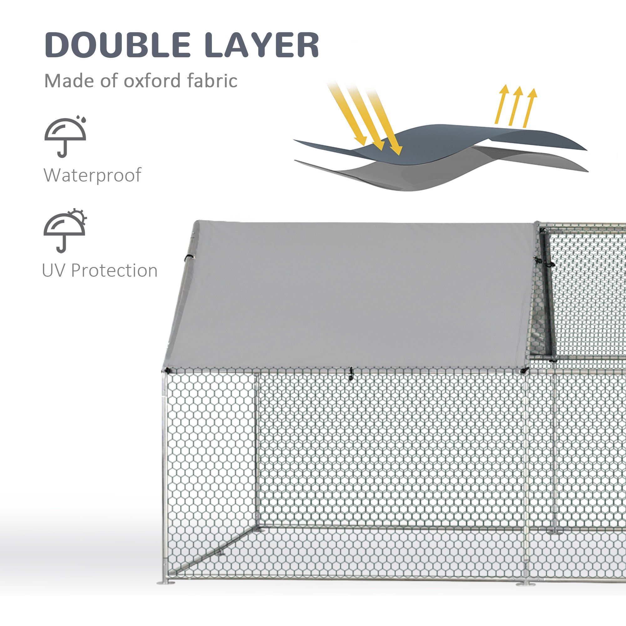 PawHut 9.2' x 18.7' Metal Chicken Coop, Galvanized Walk-in Hen House, Poultry Cage Outdoor Backyard with Waterproof UV-Protection Cover for Rabbits, Ducks