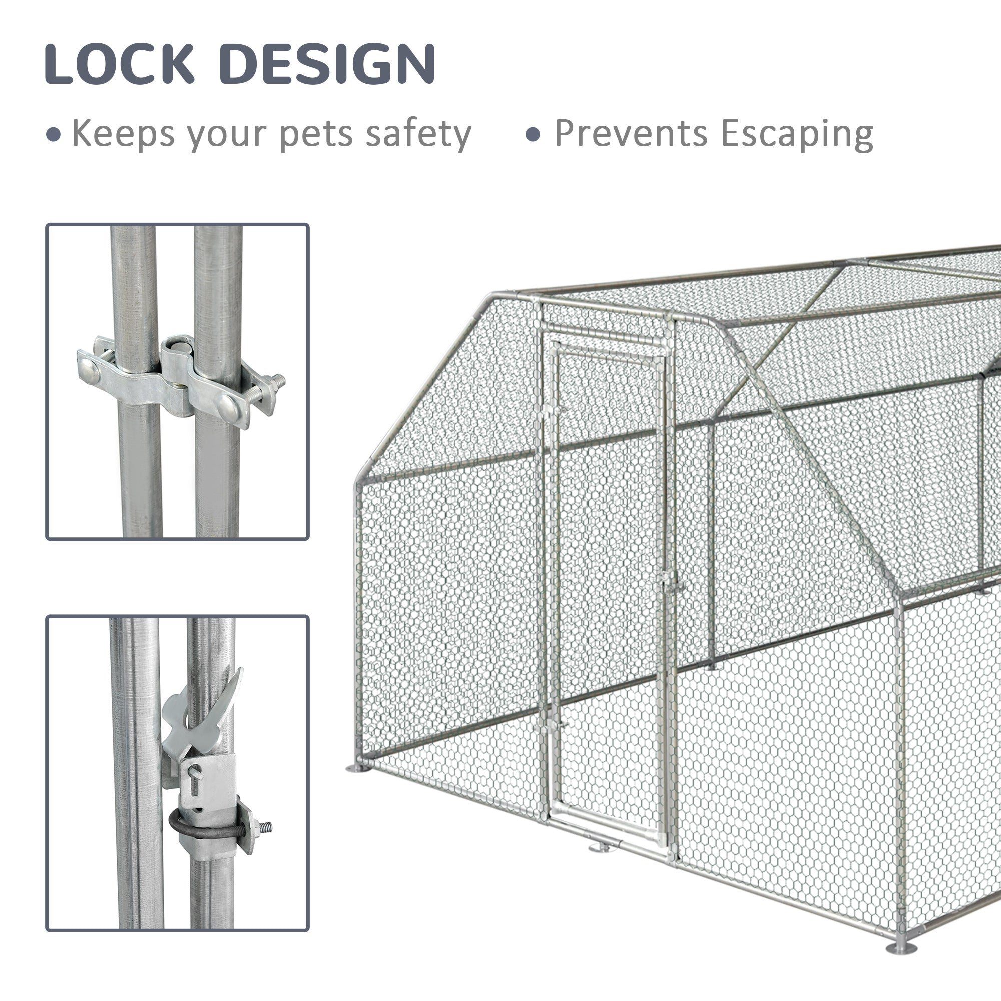 PawHut 9.2' x 18.7' Metal Chicken Coop, Galvanized Walk-in Hen House, Poultry Cage Outdoor Backyard with Waterproof UV-Protection Cover for Rabbits, Ducks