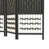 HOMCOM 3 Panel Room Divider, 5.6 ft Tall Folding Privacy Screen, Wave Fiber Freestanding Partition Wall Divider for Home Office, Black