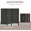 HOMCOM 3 Panel Room Divider, 5.6 ft Tall Folding Privacy Screen, Wave Fiber Freestanding Partition Wall Divider for Home Office, Black